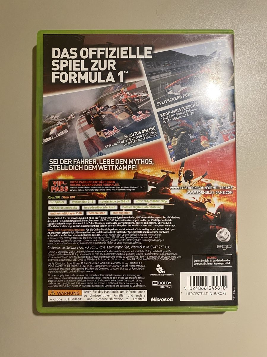 Microsoft Giochi: F1 2011 für Xbox 360 – Usato da Thunstetten venduto da Virus_33 2