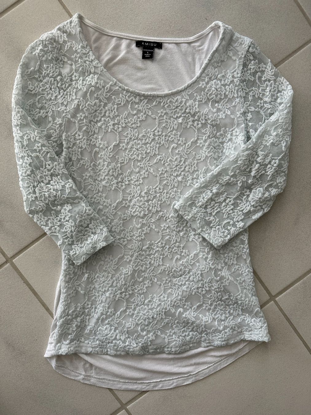 Maglioni & Felpe: Weisses Spitzenshirt (Gr. L) – Usato da Endingen venduto da Jilly-Lilly