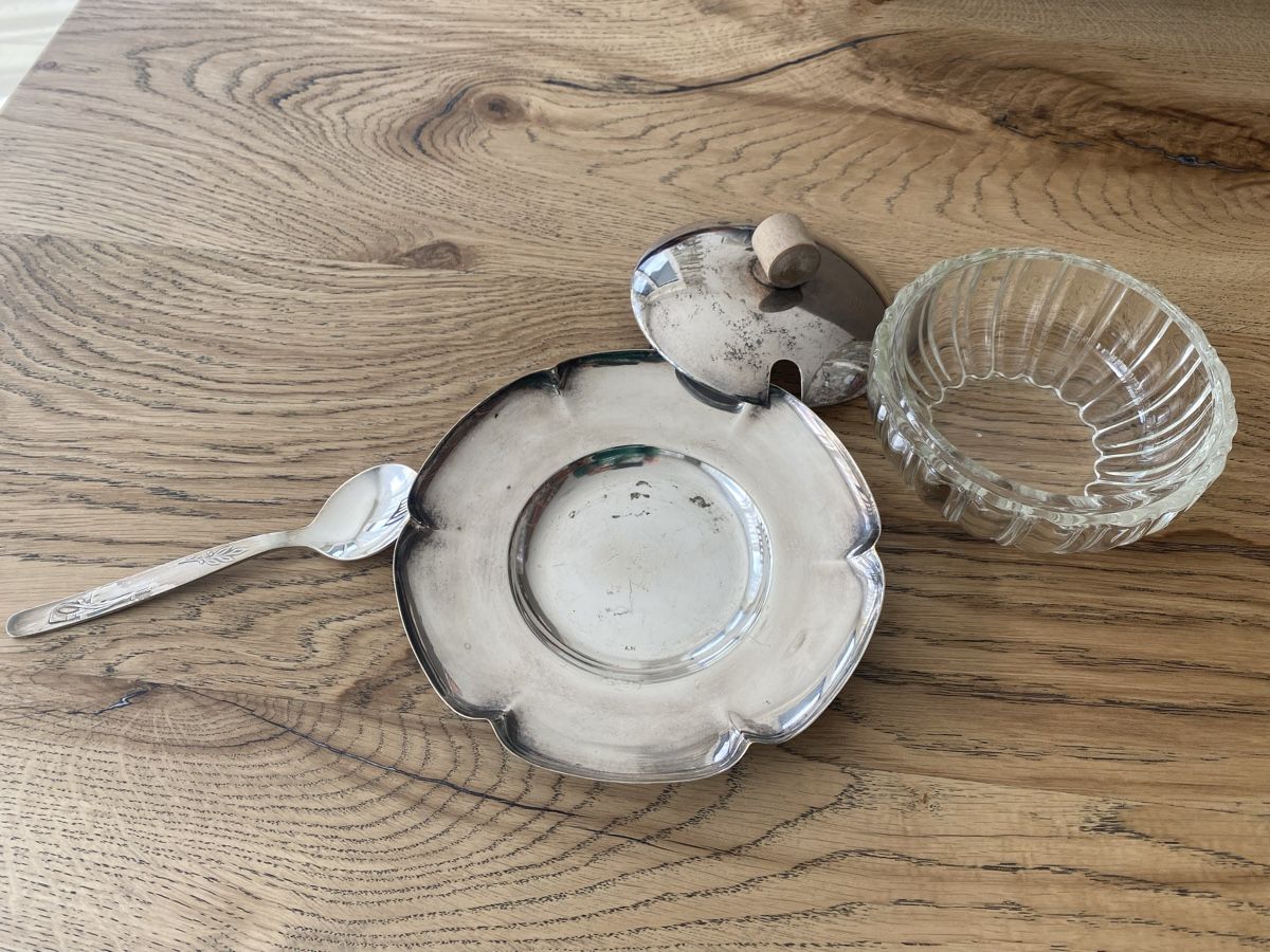 Zuccheriere: 4-teilige versilberte Zuckerdose/Konfitürendose – Usato da Balsthal venduto da Narulya 1