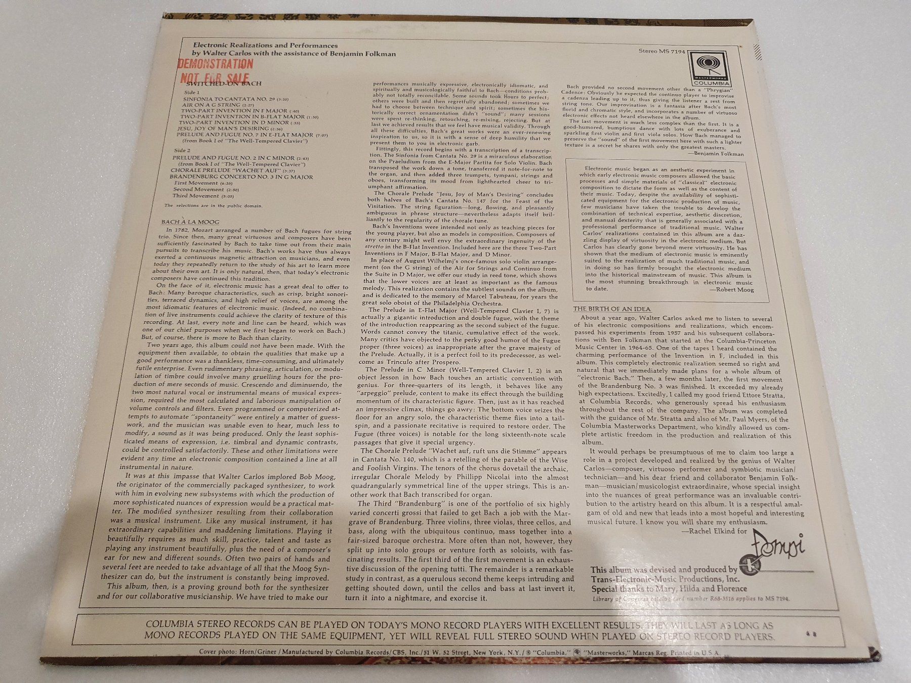 Schallplatten: Walter Carlos – Switched-On Bach – Gebraucht aus Uster von  1