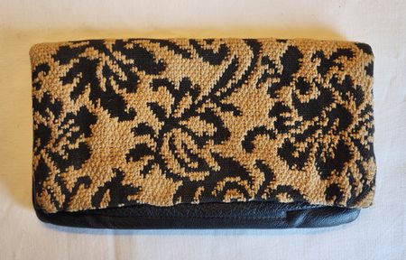 Vintage Enger Kress Grab Bag Clutch Echtleder & Gobelin 