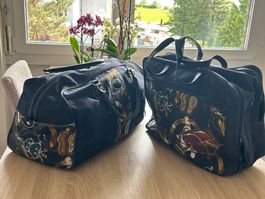 Reisetaschen Set Dunkelblau mit Muster
