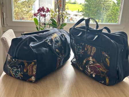 Reisetaschen Set Dunkelblau mit Muster