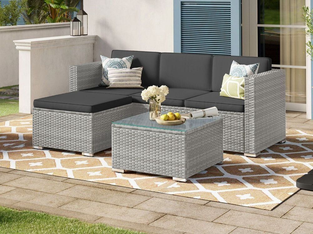 Divani: Gartenmöbel Set Polyrattan Sofa Tisch Grau LAMIS – Nuovo e nell'imballaggio originale da Lachen SZ venduto da MAMORU-MOEBEL 1
