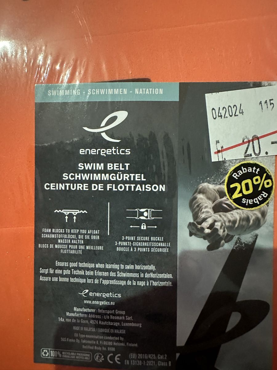 Salvagente: Schwimmgürtel NEU – Nuovo e nell'imballaggio originale da Lohn-Ammannsegg venduto da Nase.2016 2