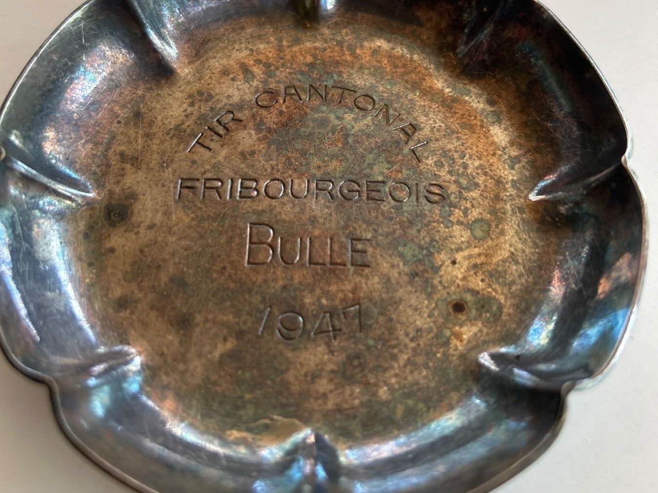 Piatti: Teller-Versilbert "Tir Cantonal Fribourgeois" Bulle 1947 – Usato da Münsingen venduto da ste_wgw9