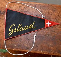 VINTAGE Wimpel GSTAAD nos ST. GALLER STICKEREI velo