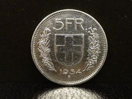 5 Franken Silber 1954 Fünfliber Münze
