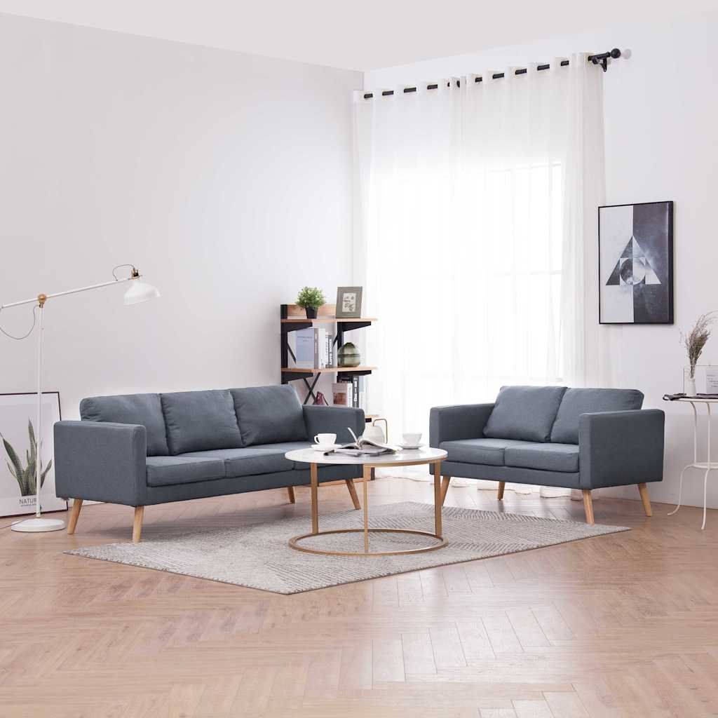 Sofas: Sofagarnitur 2-Sitzer und 3-Sitzer Stoff Dunkelgrau – Neu und originalverpackt aus Zug von Cheap-Shop