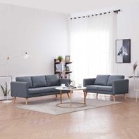 Sofagarnitur 2-Sitzer und 3-Sitzer Stoff Dunkelgrau