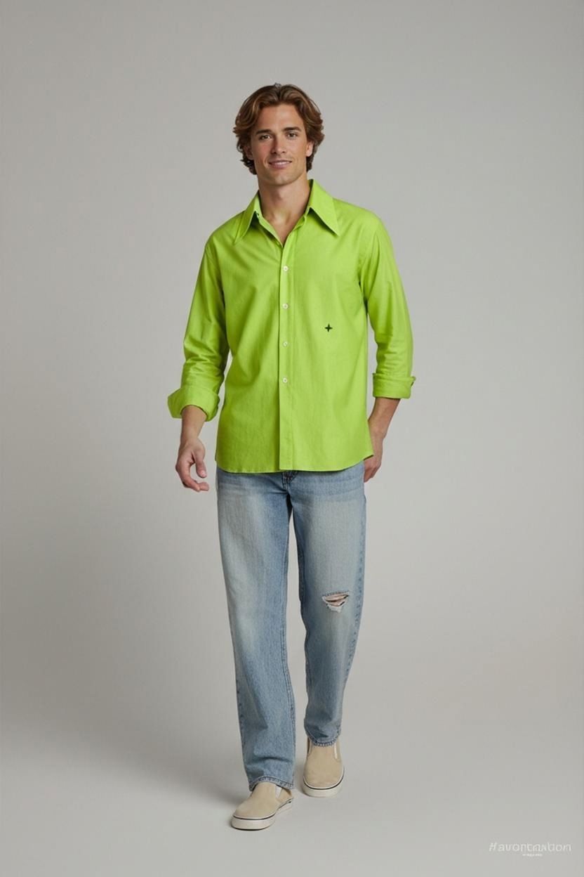 Camicie: Leuchtend limettengrünes Button-Down-Hemd - Größe 132 – Usato da Zug venduto da vinokilo