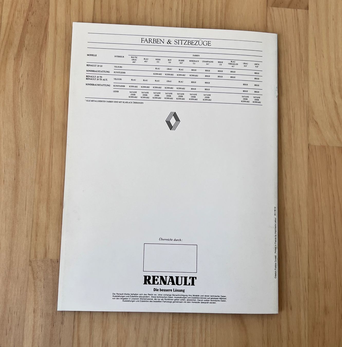Renault Documents: Verkaufsprospekt RENAULT 20 – D'occasion à Münchenbuchsee par Volver64 5