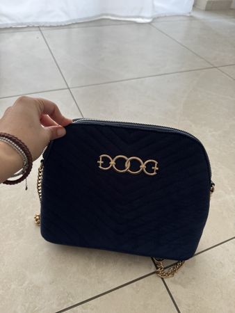 Damen Handtasche blau mit Goldkette