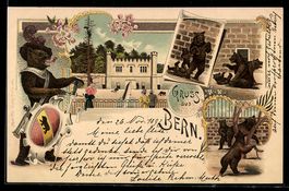 Lithographie Bern, Bärenmotive und Ortsansicht