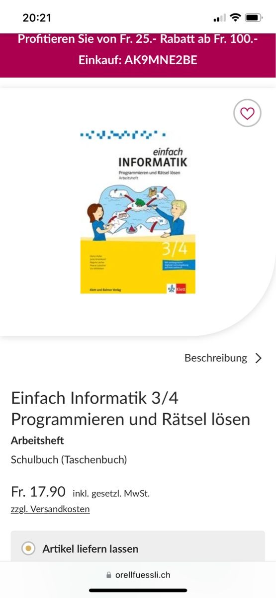 Libri: Einfach Informatik 3/4 Programmieren und Rätsel lösen – Nuovo e nell'imballaggio originale da Männedorf venduto da iza04 1