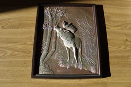 Röhrender Hirsch Relief Guss Breite 34cm Höhe 43cm