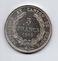 (1341) CH, Genf, 5 Franken 1848, top stgl