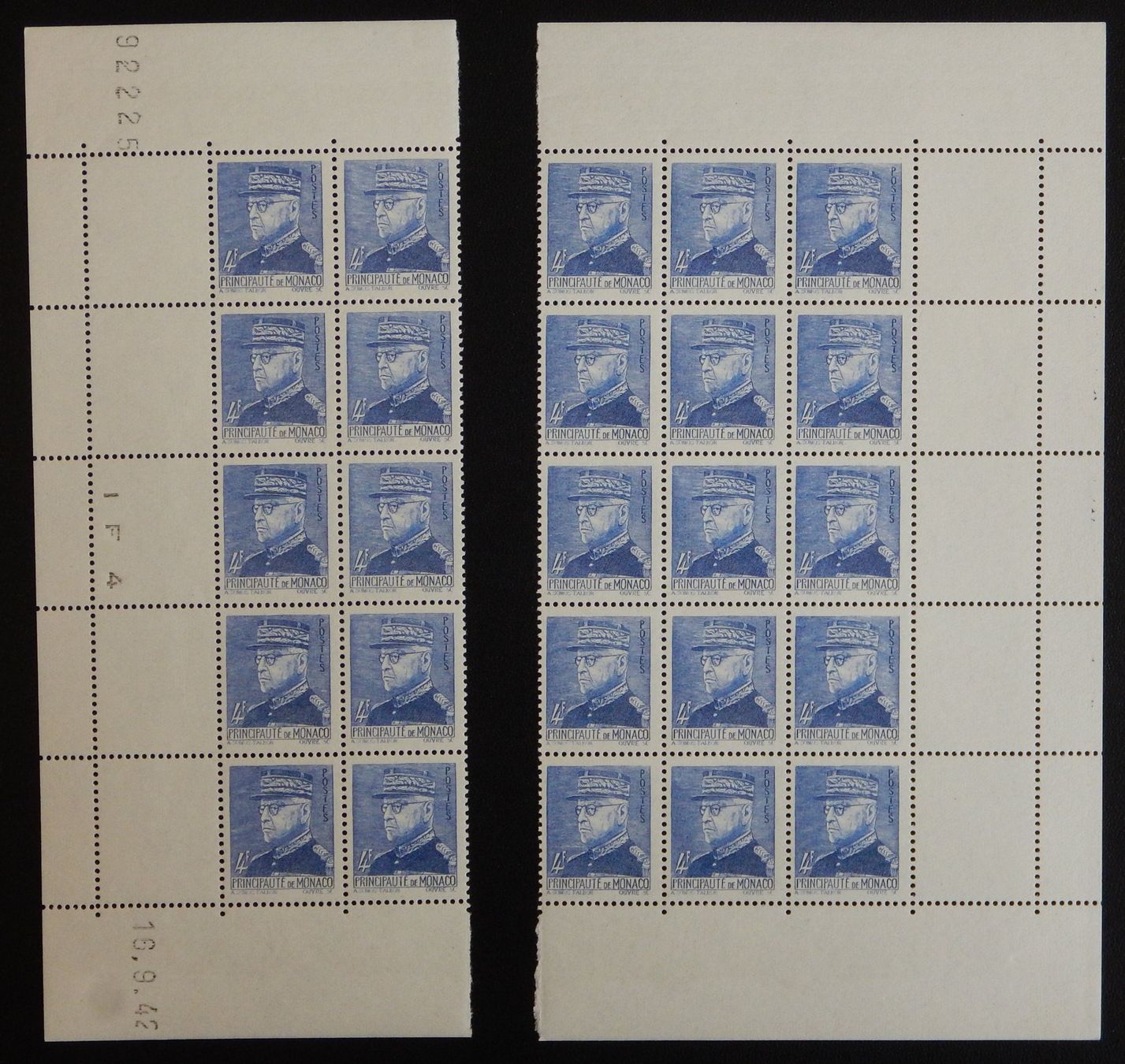 Alle Briefmarken: Monaco Kat. 266 ** 1941 25 Block – Gebraucht aus Zürich von Muehlekauf