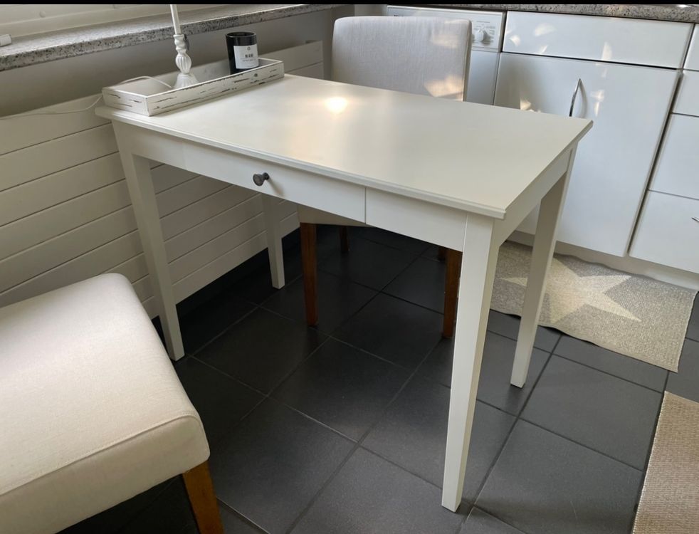 ASTIMESA Küchentisch Typ »Buch« – Klappbar Von 80x40 Cm Auf 80x80 Cm, Mit Glasplatte | Platzsparend & Modern In Weiß