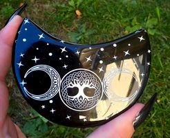 🌙🌳 Obsidian Mond mit Triple Moon & Weltenbaum ✨