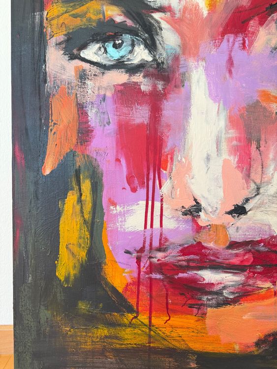 Abstraktes Acrylbild Portrait - Unikat by Art Désirée (80x80 3