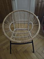 Rattan Sessel rund mit weissem Sitzkissen - top Zustand