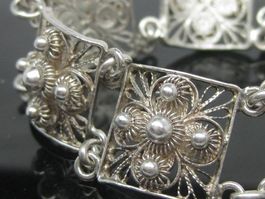 Vintage Armband Silber 835 filigran floral / 17.5 cm / 21g