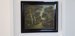 2 Gemälde "Wald in Dämmerung" Öl Leinwand