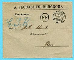 Drucksache Burgdorf 1911 m.P.P. Stempel - Abs: A. Flubacher