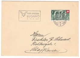 lettre de Lugano BPA A437 pour Schaffhausen le 18.X.47