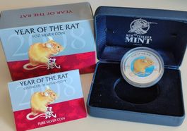 2008 Mondjahr der Ratte «coloriert» inkl. Box + COA