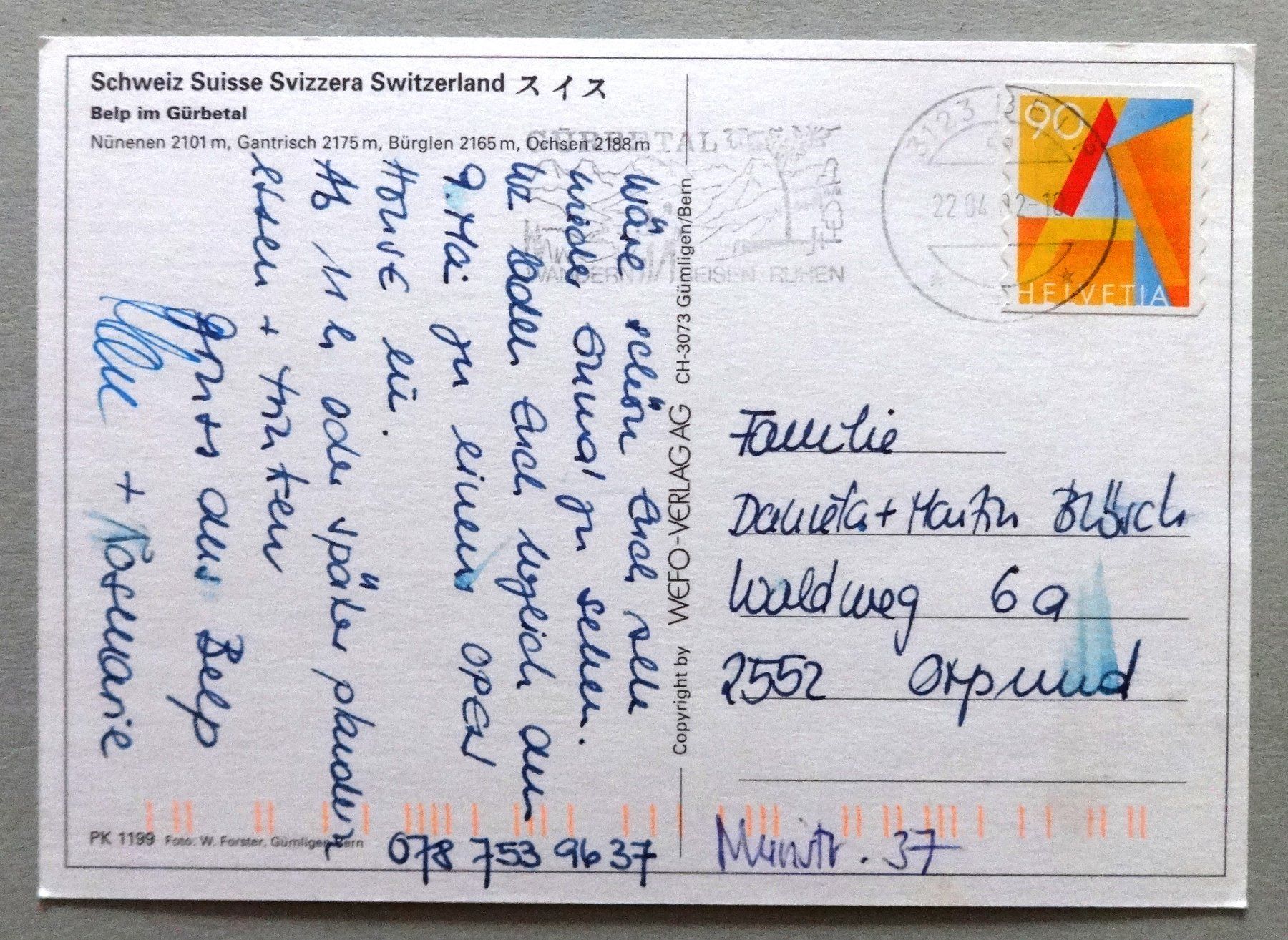 Cartoline postali: Belp im Gürbetal – Usato da Fétigny venduto da Billy2miny 1