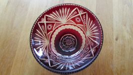 Rote Glasschale, Schale, geschliffen, Dekoschale, Vintage