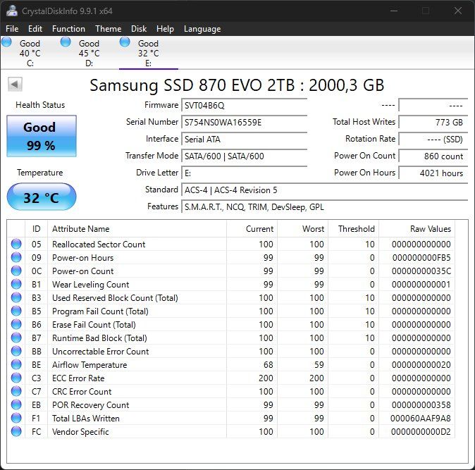 Samsung Harddisks: Samsung 870 EVO 2TB – Gebraucht aus Delémont von breacH 2