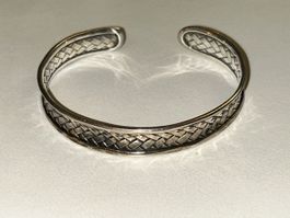 925 Silber Armreif, Flechtmuster, Vintage, Top Zustand!