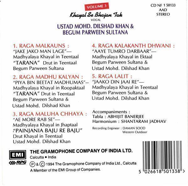 CD: Ustad Mohammed Dilshad Khan Begum Parwee Classical Indian CD – Usato da Genève venduto da Cockattoo 1