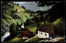AK Ranft, Kapelle und Häuser an einem Gebirgsbach