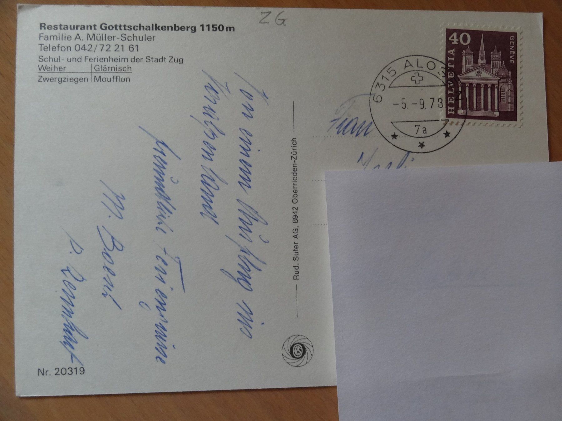 Ansichtskarten: Restaurant Gottschalkenberg - ZG - 1978 – Gebraucht aus St Léonard von Riglin 1