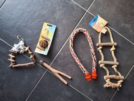 Vogelspielzeug 5-teilig Kletterseil Leiter Naturholz *NEU*