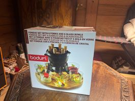 Bodum Fondue Set mit Gabeln und Schalen