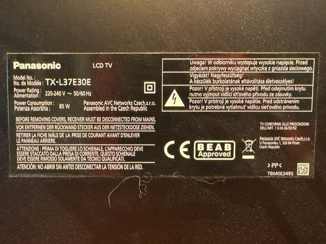 Panasonic Televisori: Panasonic 37 Zoll (Typ; TX-L37E30E) – Usato da Moenchaltorf venduto da pipopeier 2