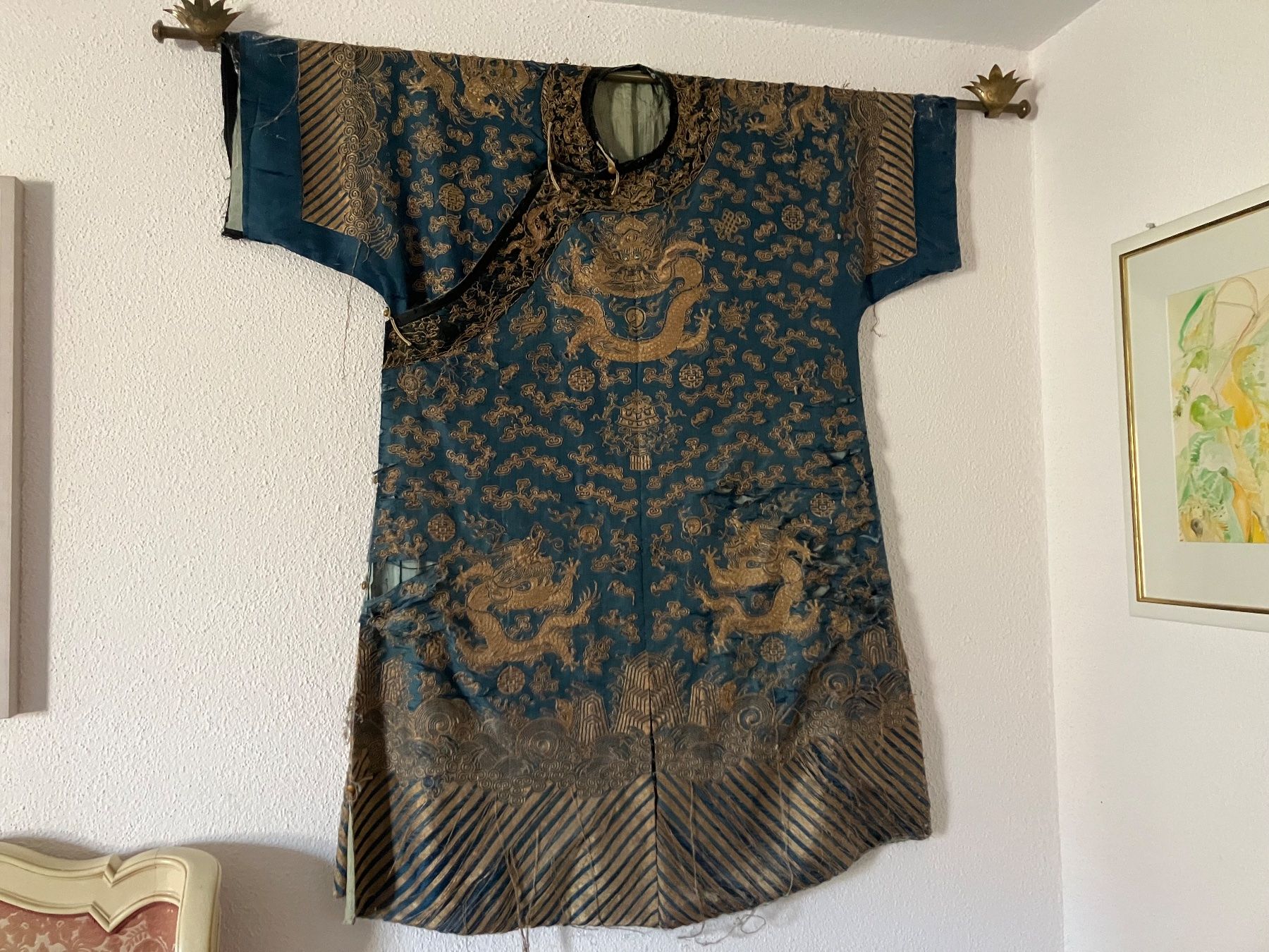 Internationale Kunst: Chinesischer Mandarin Mantel, antik, restaurationsbedürftig – Gebraucht aus Mauren von hkjfalke
