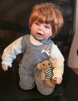 Puppe mit Teddy, Mädchen, rote Haare, grüne Augen