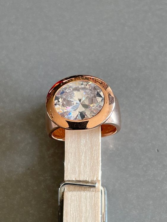 XXL Rosé Gold verg. Ring Rg49 und Rg53 Bergkristall HAMMER (Neu (gemäss ...