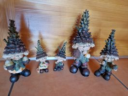5 Wichtel Waldmännchen Tannzapfen