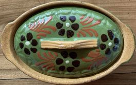 Vintage Terrine, Auflaufform, Schmortopf - glasierte Keramik