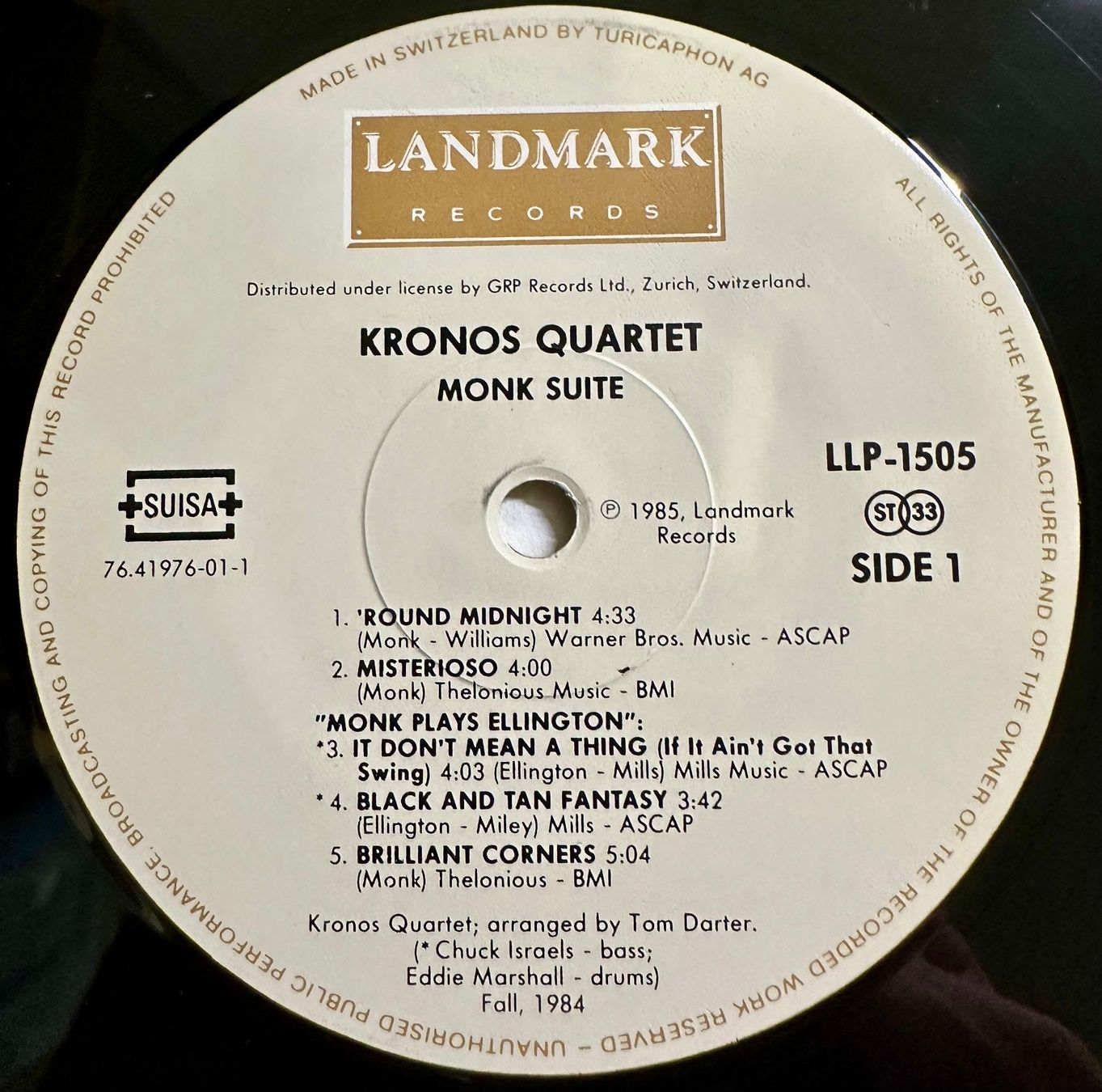 Dischi in vinile: Kronos Quartet - Monk Suite // LP: NM; Sleeve: NM – Usato da Zürich venduto da saltbee 2