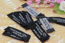 Label "Hand made with love" schwarz (10 Stück)