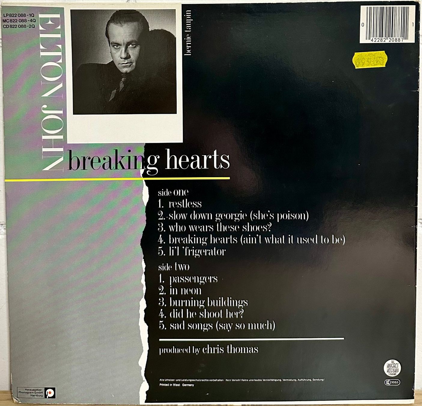 Dischi in vinile: Elton John - Breaking Hearts // LP: VG++; Sleeve: VG+ – Usato da Zürich venduto da saltbee 1