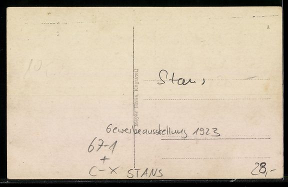 Ansichtskarten: Stans, Gewerbe-Ausstellung 1923, Männer – Gebraucht aus Berlin von bartko-reher 1